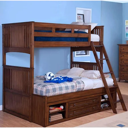 Twin over Twin-to-Full Bunk Bed with Storage